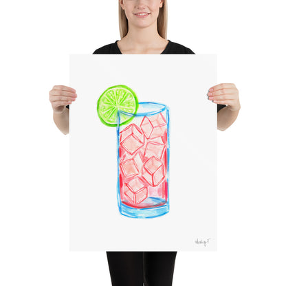 Print | Watercolor Pink Sea Breeze Cocktail 18″×24″