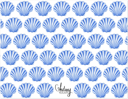 Personalized Blue or Turquoise Sea Shell Watercolor Illustrated Flat Notecards | Set of 10 Cards & Envelopes | 2 Sizes