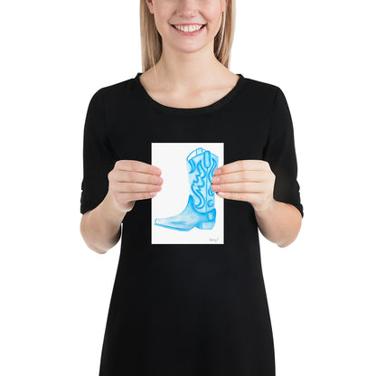 Print | Watercolor Light Blue Cowboy Boot 5″×7″