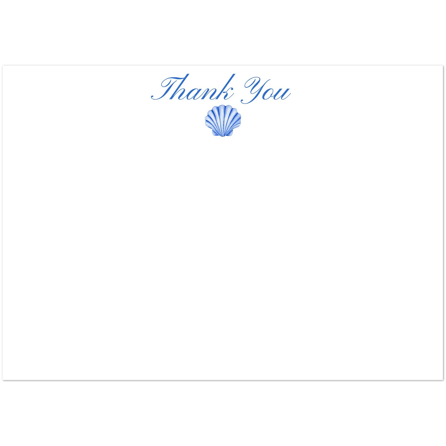 Personalized Blue or Turquoise Sea Shell Watercolor Illustrated Flat Notecards | Set of 10 Cards & Envelopes | 2 Sizes 5R (5 x 7″) Blue