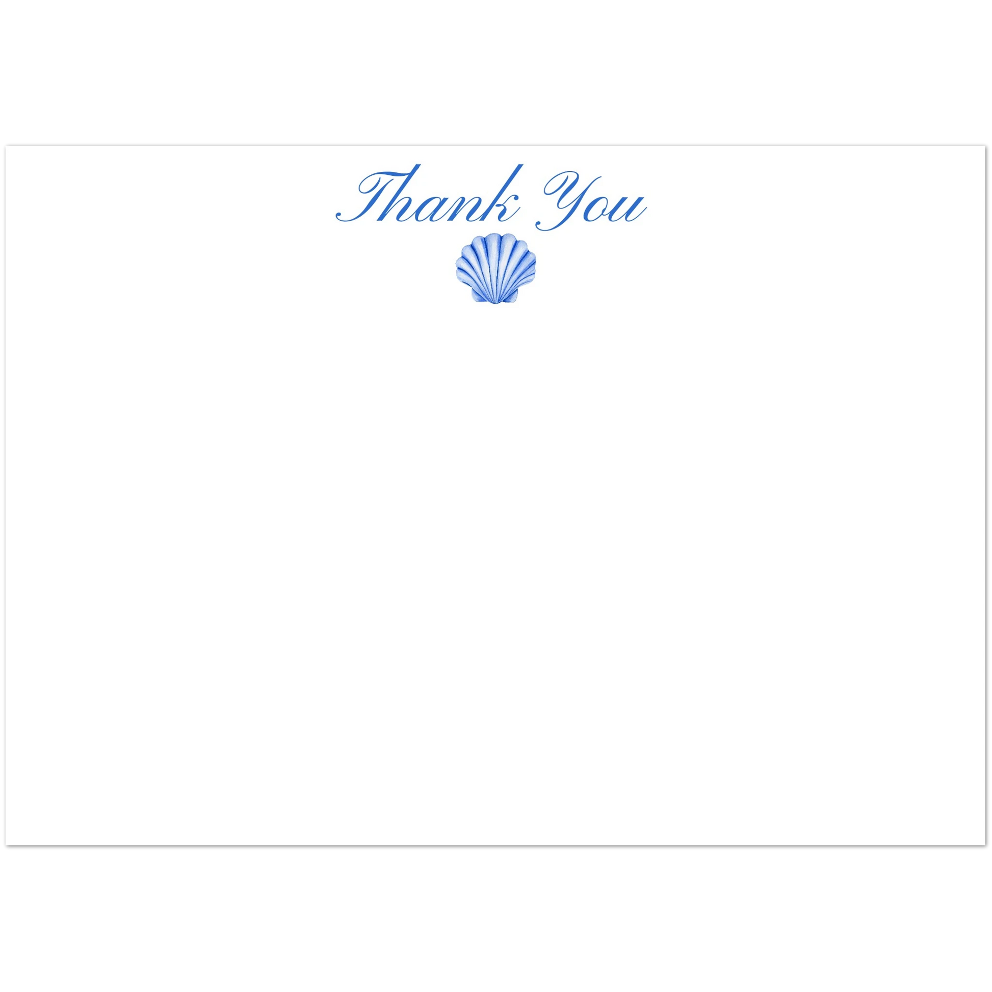 Personalized Blue or Turquoise Sea Shell Watercolor Illustrated Flat Notecards | Set of 10 Cards & Envelopes | 2 Sizes 5R (5 x 7″) Blue