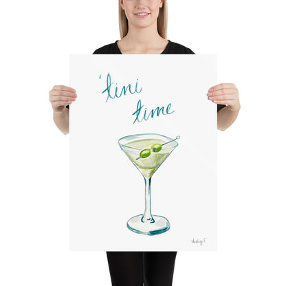 Print | Watercolor Tini Time Martini 18×24