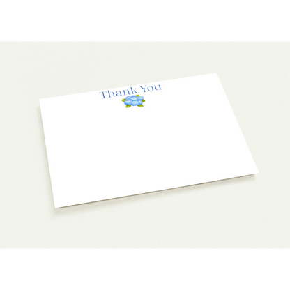 Thank You Blue Hydrangea Bunch Watercolor Illustrated Flat Notecards | Set of 10 Cards & Envelopes | 2 Sizes 4.25x5.5″ (SM)