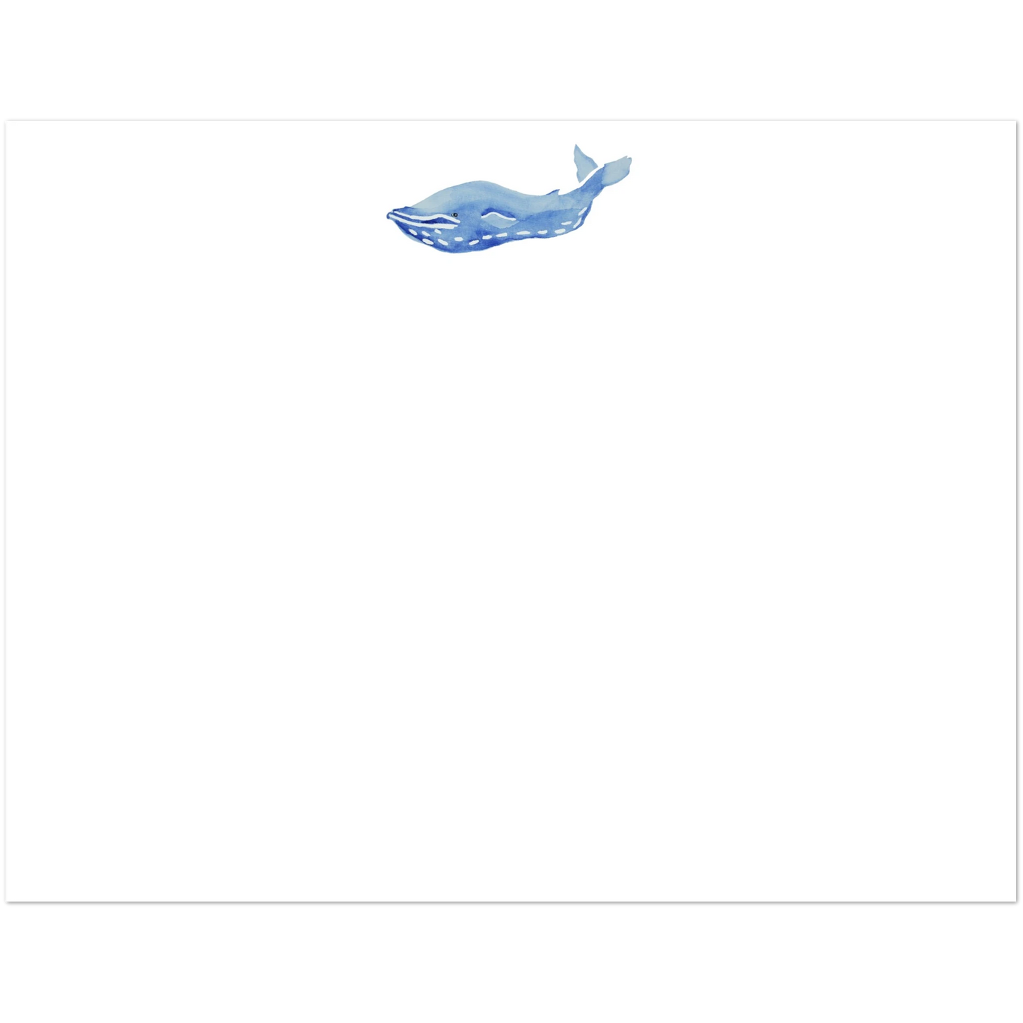 Blue Whale Watercolor Illustrated Flat Notecards & Envelopes | Set of 10 | 2 Sizes