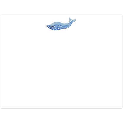 Blue Whale Watercolor Illustrated Flat Notecards & Envelopes | Set of 10 | 2 Sizes