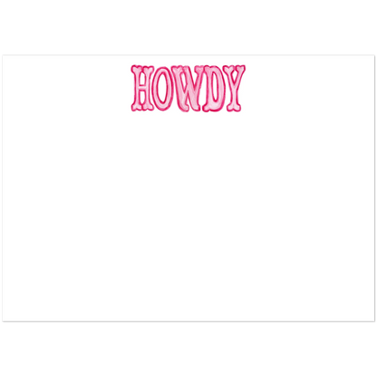 Howdy Watercolor Illustrated Flat Notecards | Set of 10 Cards & Envelopes | 4 Colors | 2 Sizes 5R (5 x 7″) Light Pink & Hot Pink