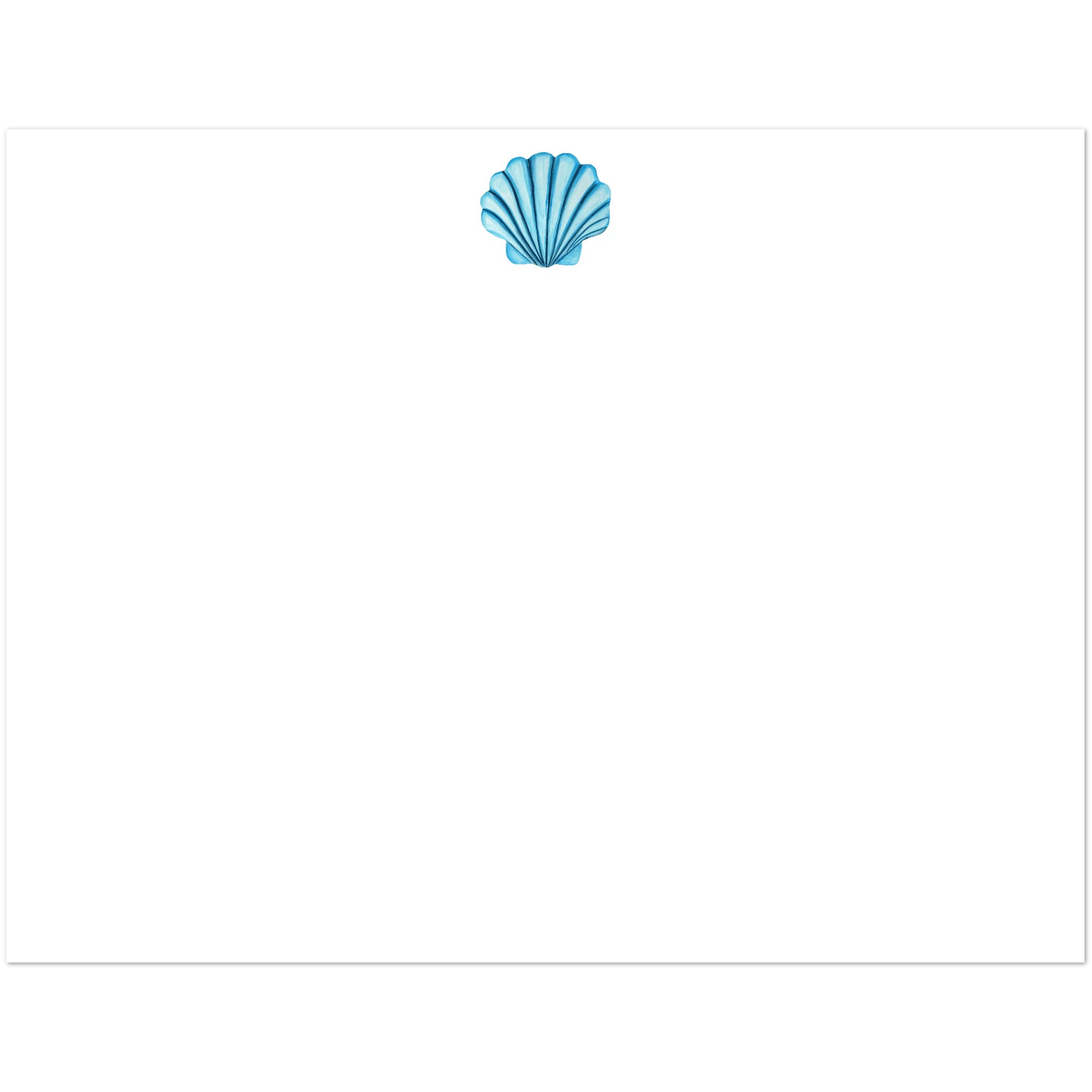 Set of 10 Flat Notecards & Envelopes Seashell Watercolor Illustration | Blue or Turquoise | 2 Sizes 4.25x5.5″ (SM) Turquoise