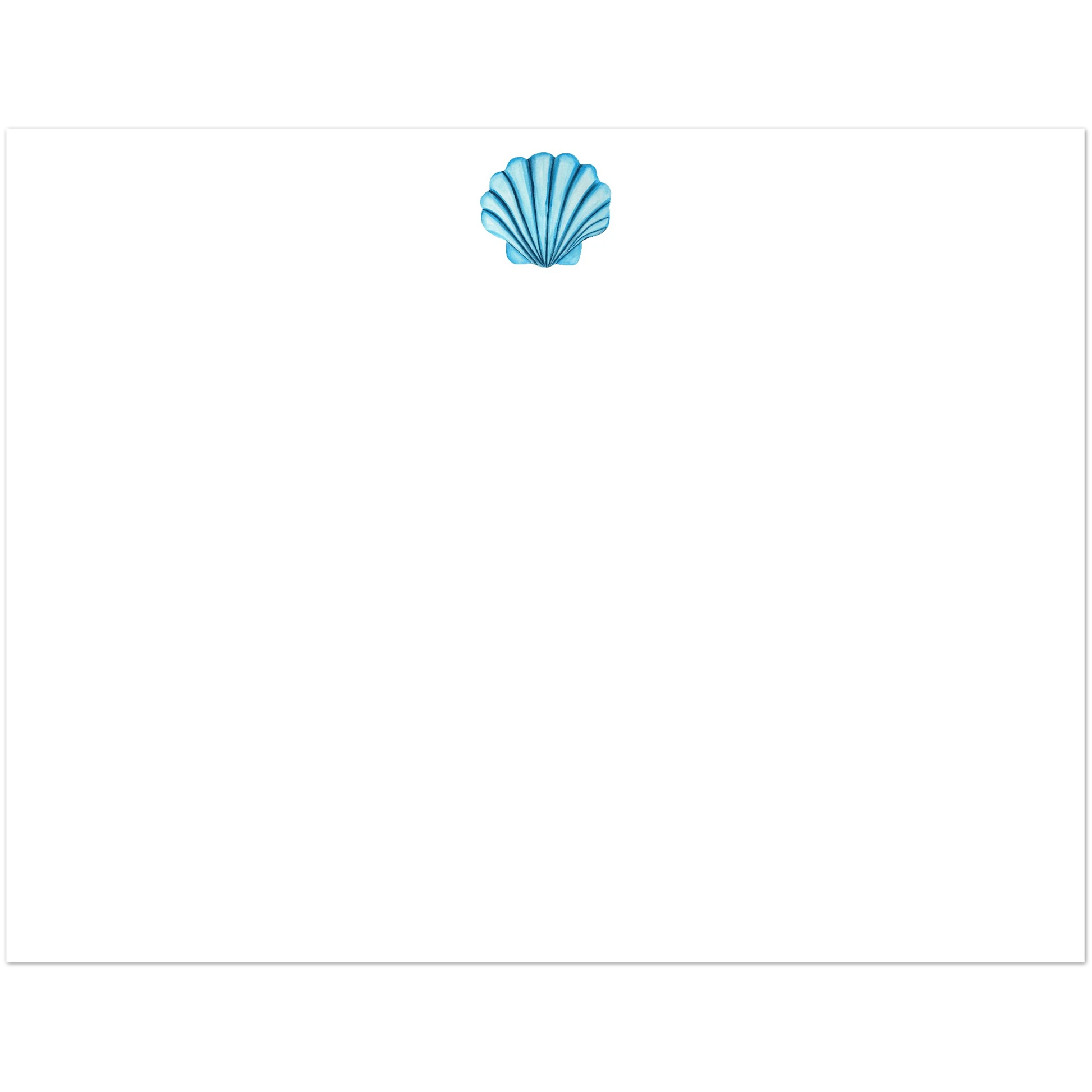 Set of 10 Flat Notecards & Envelopes Seashell Watercolor Illustration | Blue or Turquoise | 2 Sizes 4.25x5.5″ (SM) Turquoise
