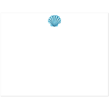 Set of 10 Flat Notecards & Envelopes Seashell Watercolor Illustration | Blue or Turquoise | 2 Sizes 4.25x5.5″ (SM) Turquoise