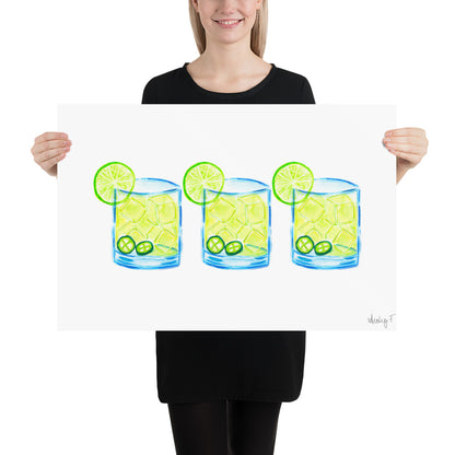 Print | Watercolor Spicy Margarita Trio 20″×30″ 5″×7″