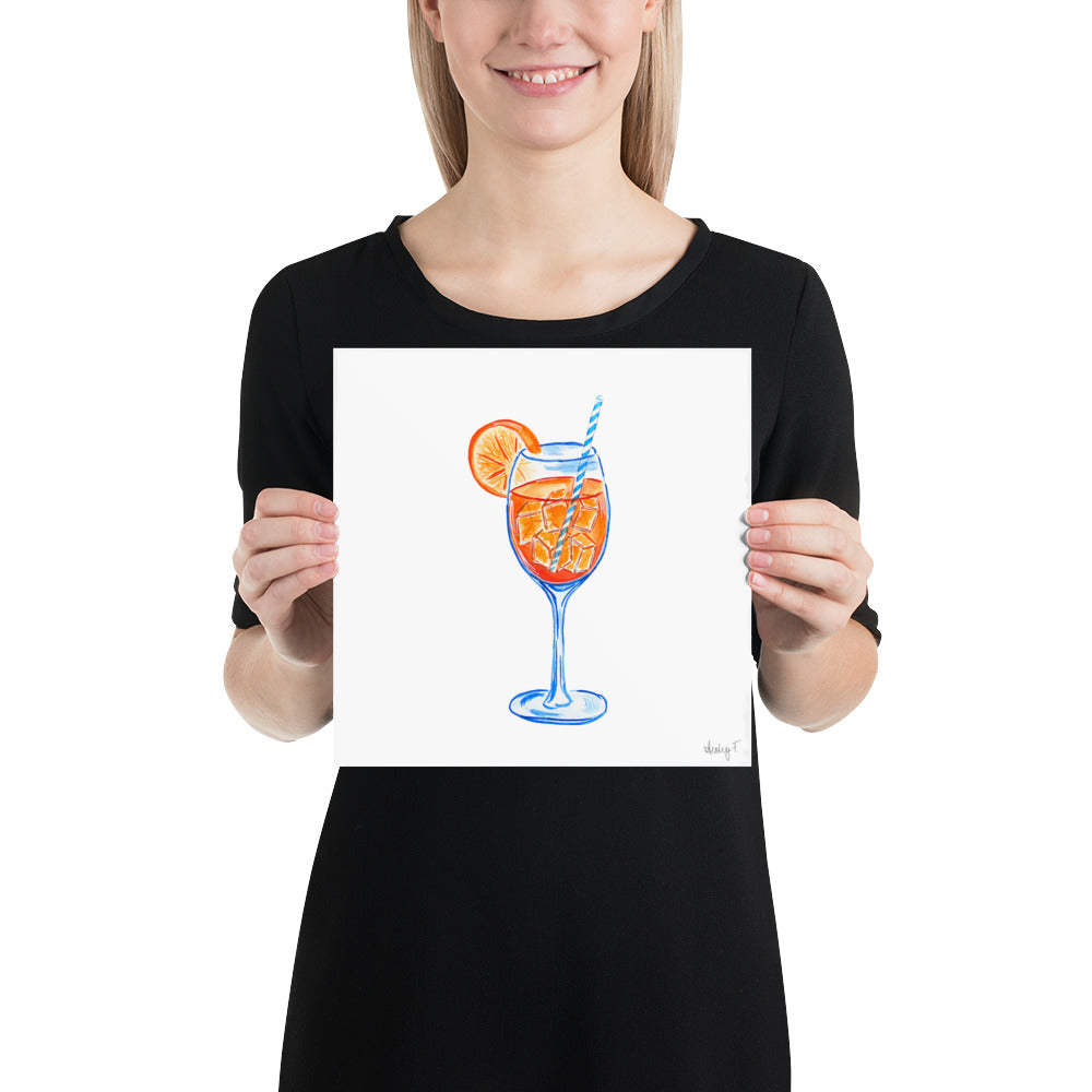 Print | Aperol Spritz Cocktail Watercolor Painting | Various Sizes