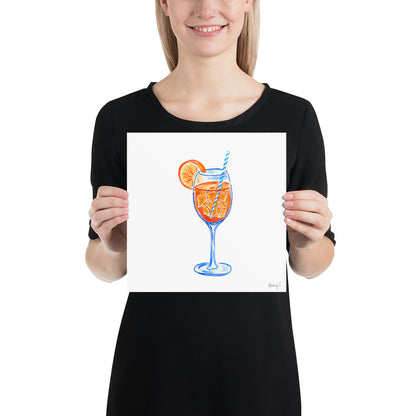 Print | Aperol Spritz Cocktail Watercolor Painting | Various Sizes