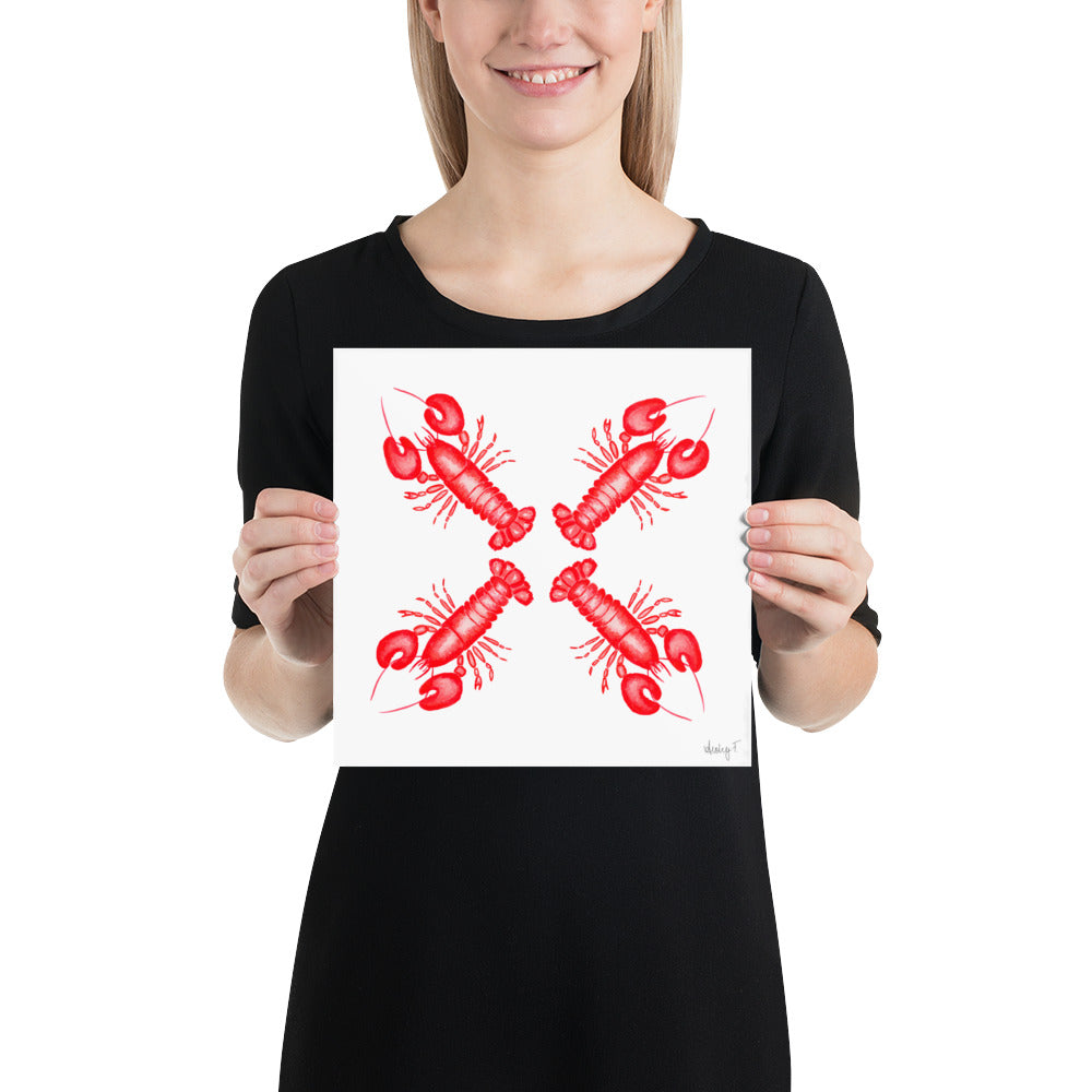 Print | Red Lobsters Watercolor 10″×10″