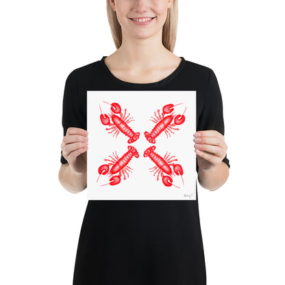 Print | Red Lobsters Watercolor 10″×10″