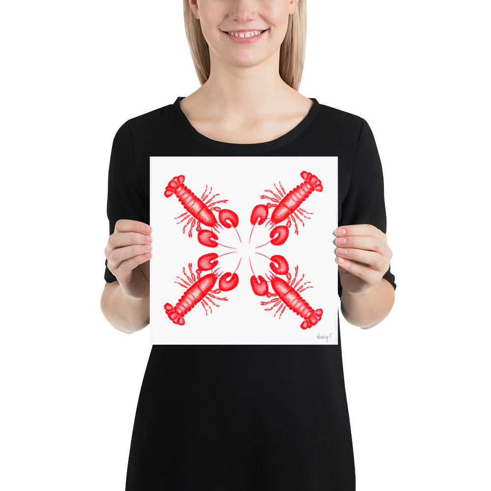 Print | Red Lobsters Watercolor 10″×10″
