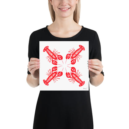 Print | Red Lobsters Watercolor 10″×10″