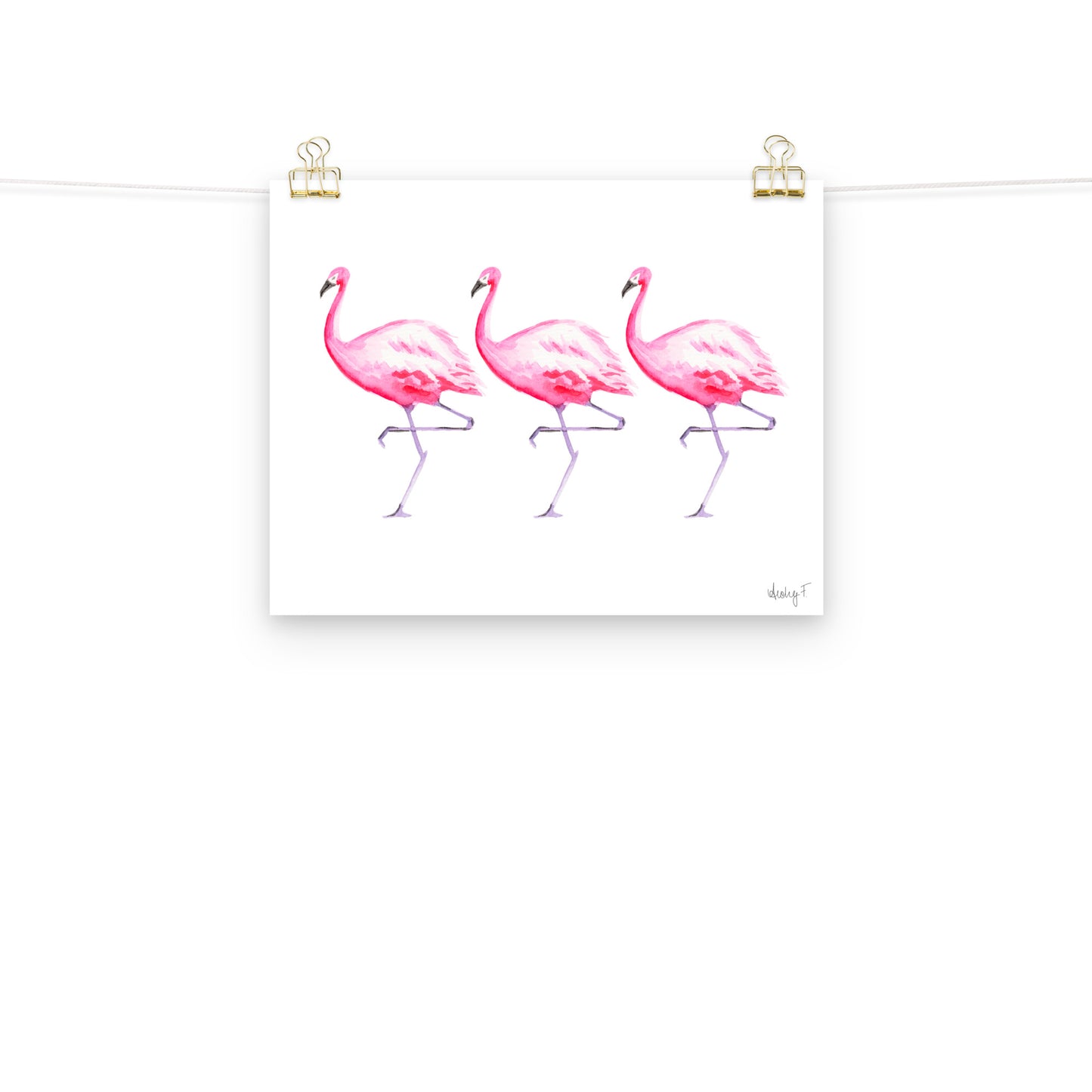 Hot Pink Flamingo Trio Watercolor Print | Various Sizes