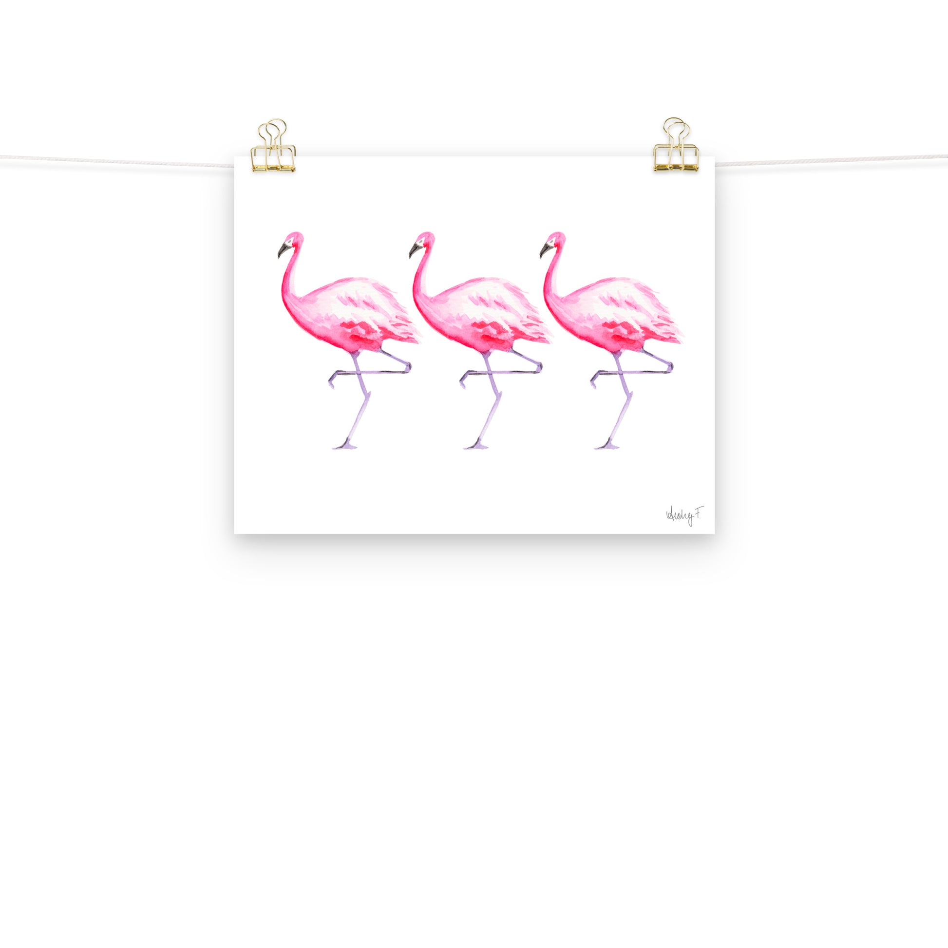 Hot Pink Flamingo Trio Watercolor Print | Various Sizes