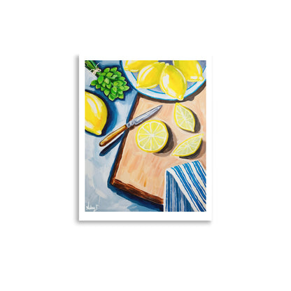 Print | Vibrant Abstract Lemon & Mint Acrylic Still Life 11″×14″