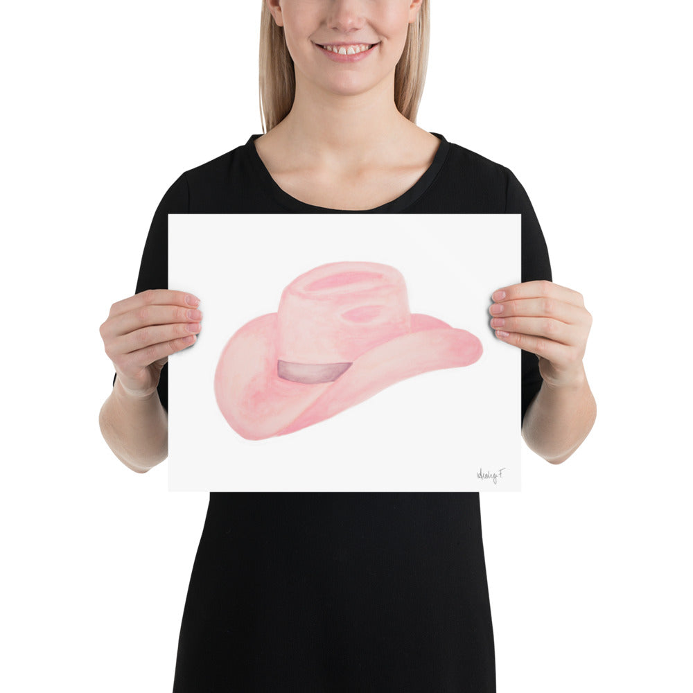Print | Blush Pink & Gray Cowboy Hat | Western Watercolor Painting | Rustic Decor | Cowgirl Art | Various Sizes | Custom Original Available