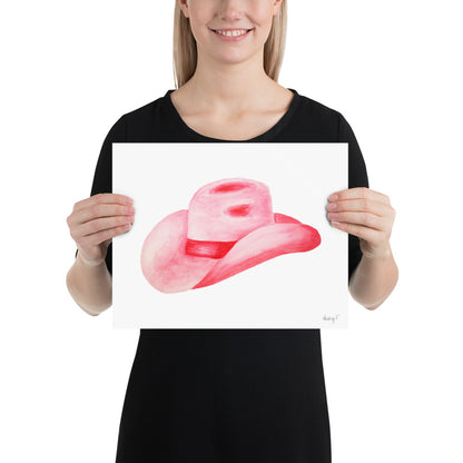 Print | Hot Pink Cowboy Hat Watercolor | Various Sizes