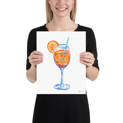 Print | Aperol Spritz Cocktail Watercolor Painting | Various Sizes