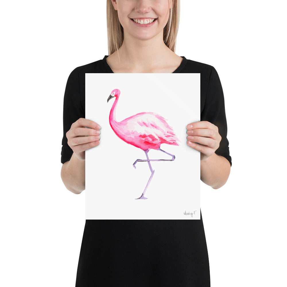 Hot Pink Flamingo Watercolor Print | Various Sizes 11″×14″