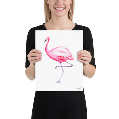 Hot Pink Flamingo Watercolor Print | Various Sizes 11″×14″