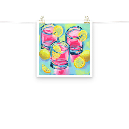 “Pretty in Pink Lemonade” |Cocktail Abstract Acrylic Print 12″×12″