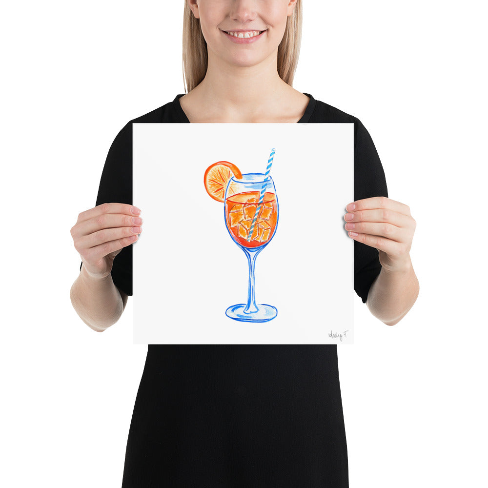 Print | Aperol Spritz Cocktail Watercolor Painting | Various Sizes