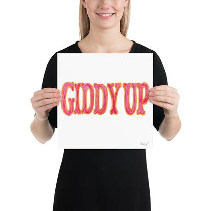 Print | Hot Pink & Orange Giddy Up Watercolor | Various Sizes
