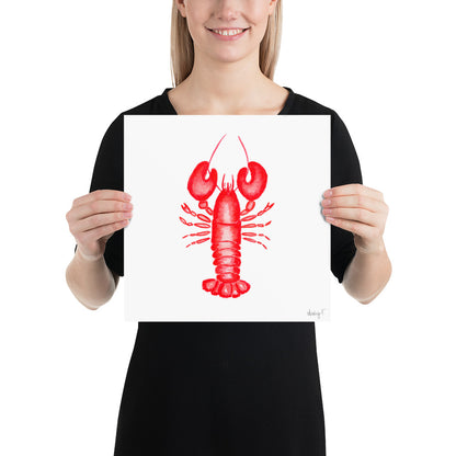 Print | Red Lobster Watercolor | Coastal Nautical Ocean Decor Wall Art | New England Nantucket Capecod