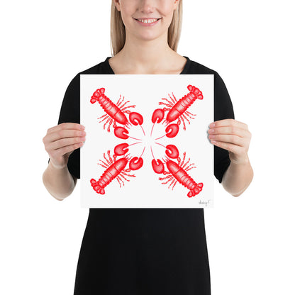 Print | Red Lobsters Watercolor 12″×12″
