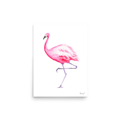 Hot Pink Flamingo Watercolor Print | Various Sizes 12″×16″
