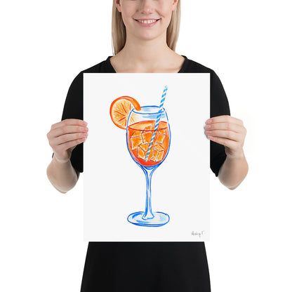 Print | Aperol Spritz Cocktail Watercolor Painting | Various Sizes