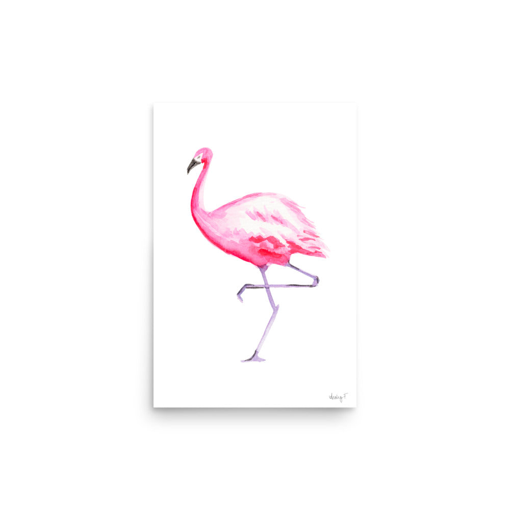 Hot Pink Flamingo Watercolor Print | Various Sizes 12″×18″