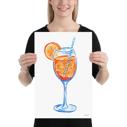 Print | Aperol Spritz Cocktail Watercolor Painting | Various Sizes