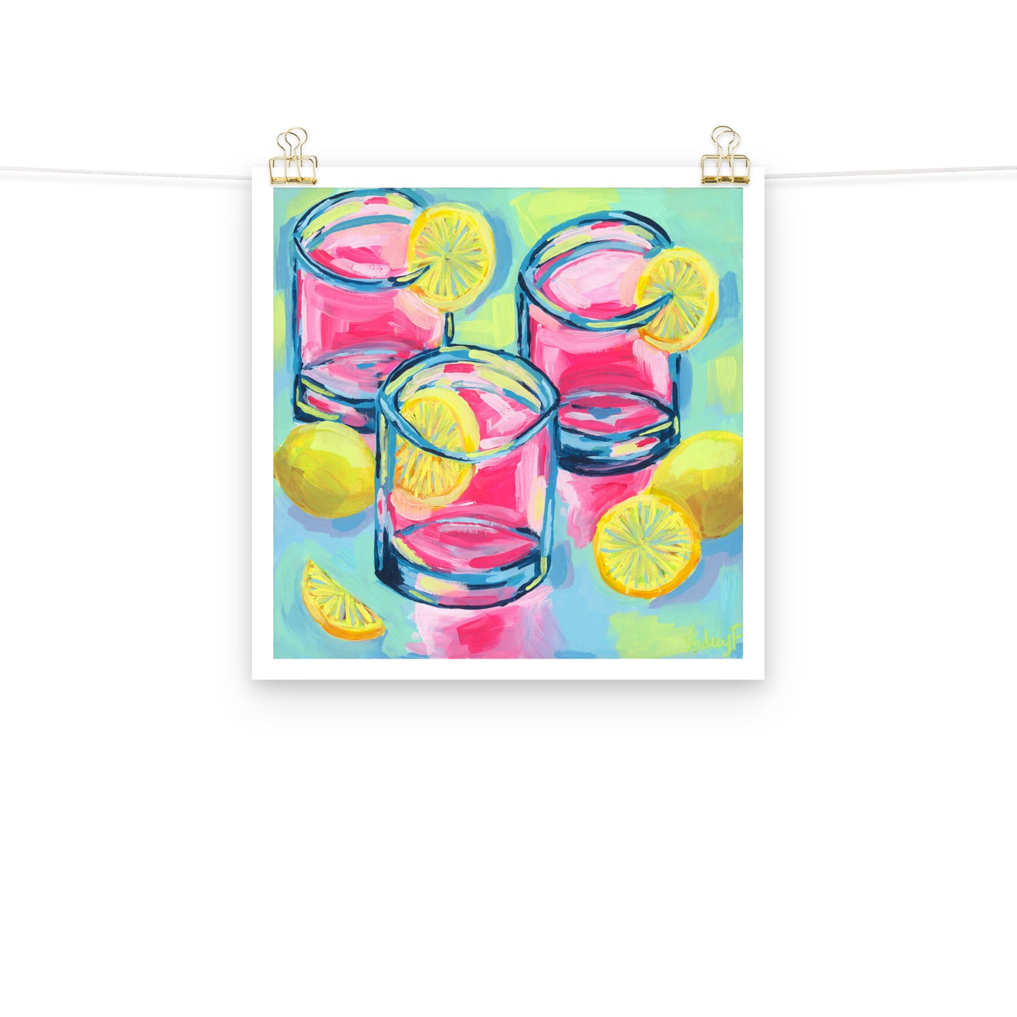 “Pretty in Pink Lemonade” |Cocktail Abstract Acrylic Print 14″×14″