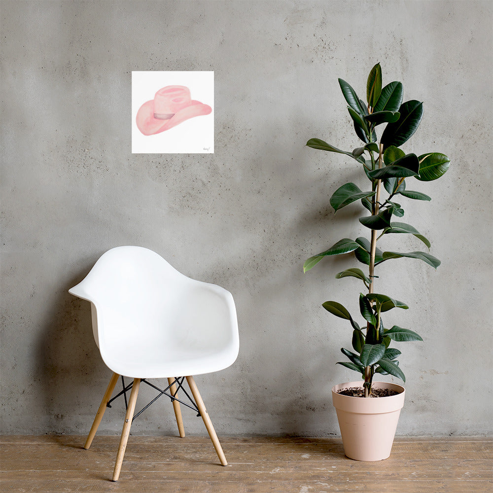 Print | Blush Pink & Gray Cowboy Hat | Western Watercolor Painting | Rustic Decor | Cowgirl Art | Various Sizes | Custom Original Available