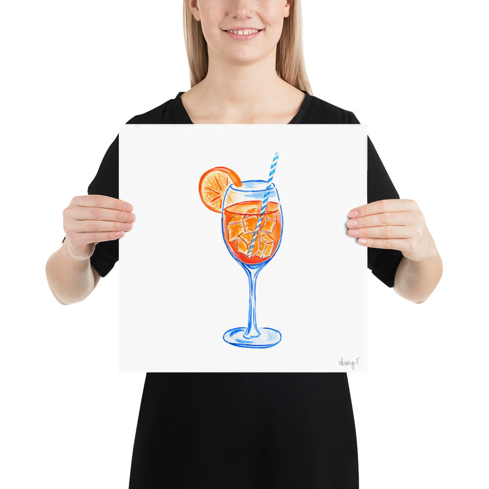 Print | Aperol Spritz Cocktail Watercolor Painting | Various Sizes