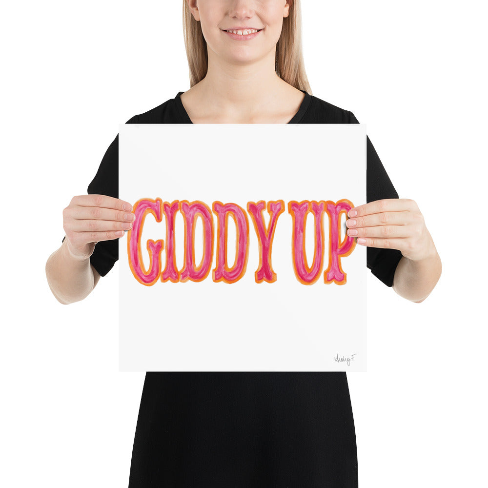 Print | Hot Pink & Orange Giddy Up Watercolor | Various Sizes