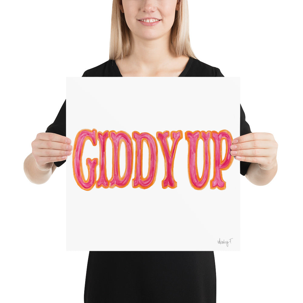 Print | Hot Pink & Orange Giddy Up Watercolor | Various Sizes