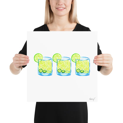 Print | Watercolor Spicy Margarita Trio