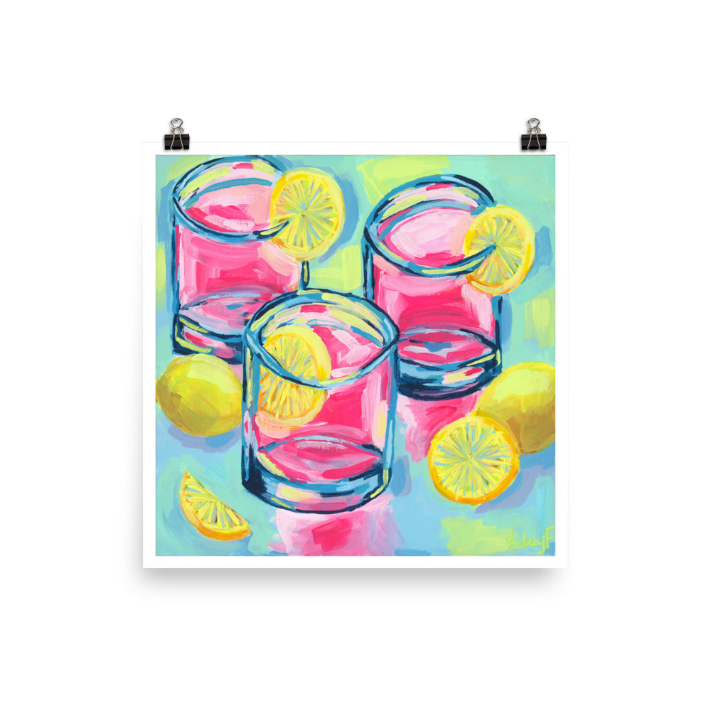 “Pretty in Pink Lemonade” |Cocktail Abstract Acrylic Print 16″×16″
