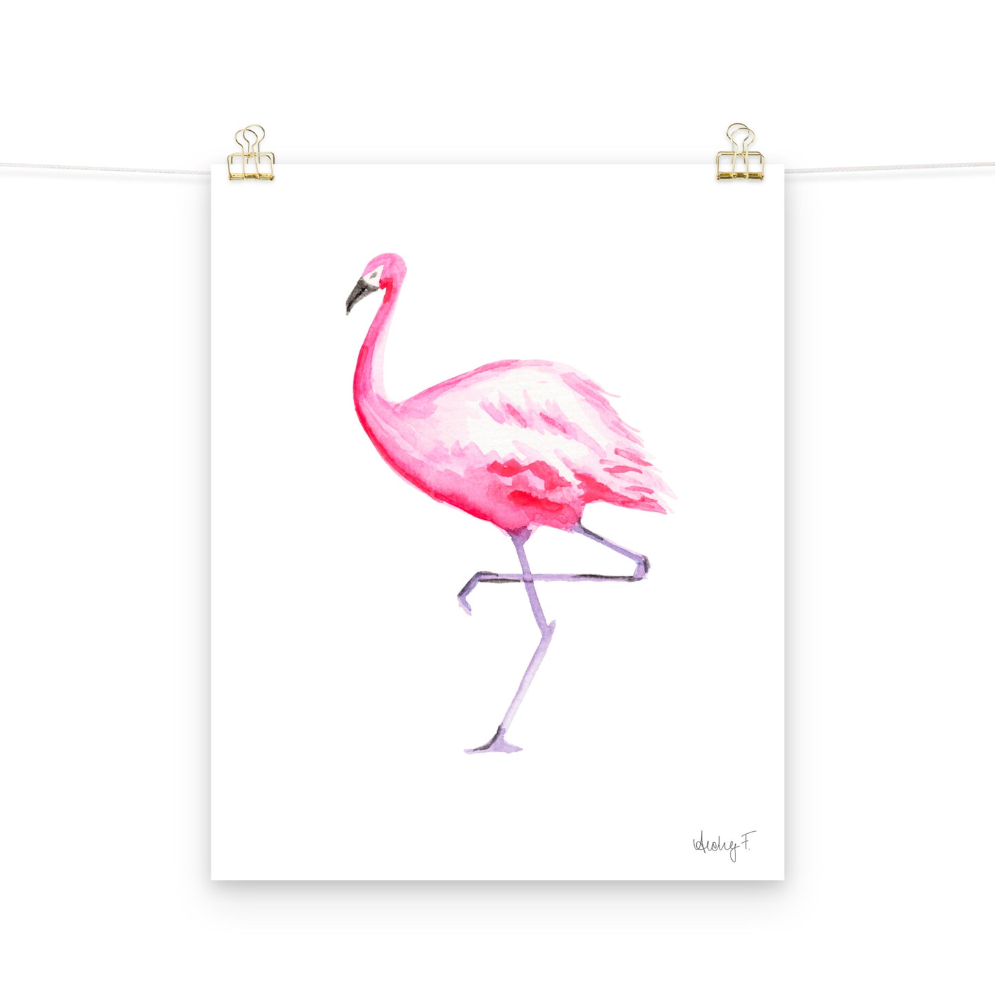 Hot Pink Flamingo Watercolor Print | Various Sizes 16″×20″