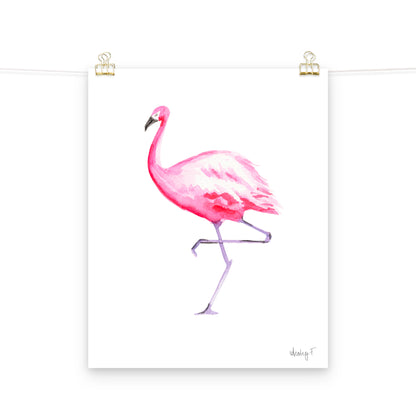 Hot Pink Flamingo Watercolor Print | Various Sizes 16″×20″