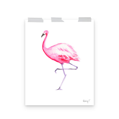 Hot Pink Flamingo Watercolor Print | Various Sizes