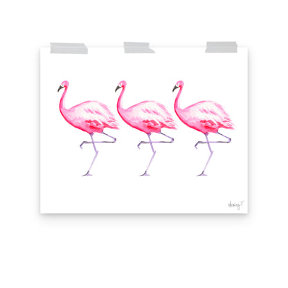 Hot Pink Flamingo Trio Watercolor Print | Various Sizes