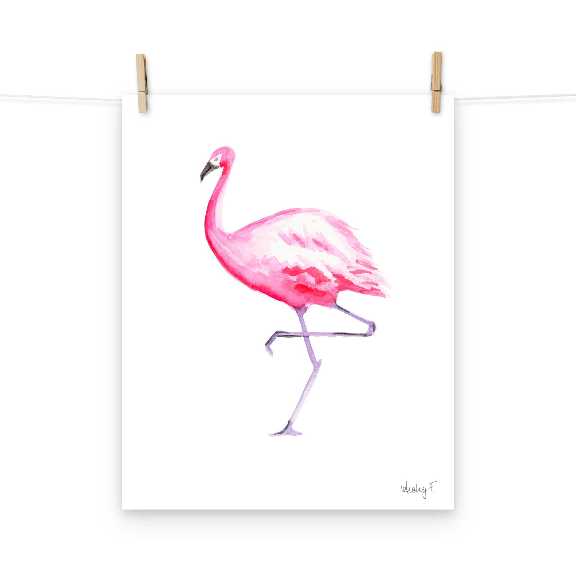 Hot Pink Flamingo Watercolor Print | Various Sizes