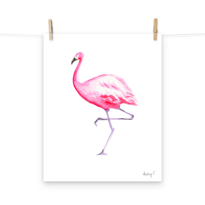Hot Pink Flamingo Watercolor Print | Various Sizes